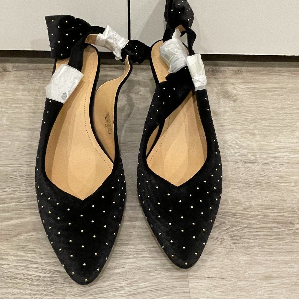 Loft Black Velvet Bow Kitten Heels